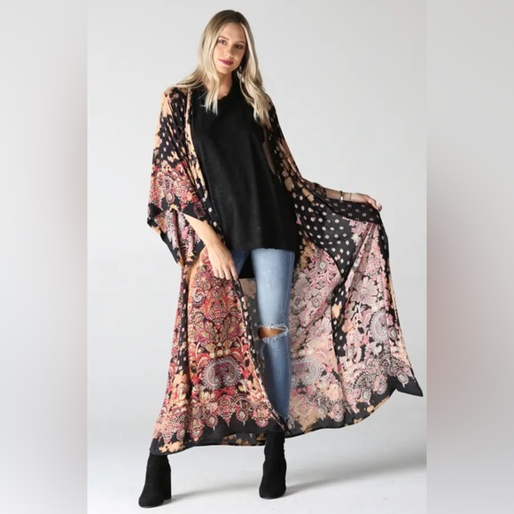 Tie dye printed duster kimono - Picture 4 of 6